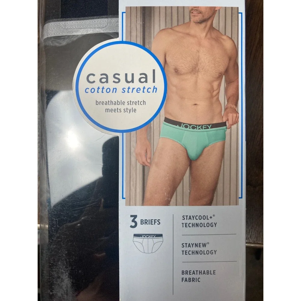 Jockey Men's Briefs 3 Pack XL 40-42 Everyday Casual Cotton Stretch NIB Black